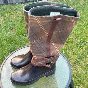 Sperry Top-Sider Everham Waterproof Rubber Boots Rain Fleece Women's 6 Plaid